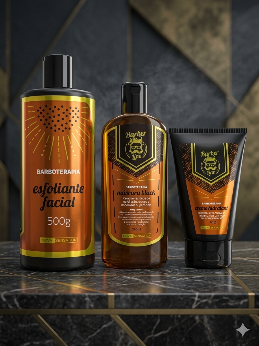 KIT LIMPEZA FACIAL BARBOTERAPIA BARBER LINE